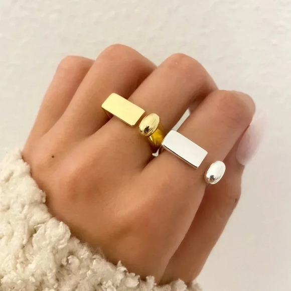 925 Sterling Silver Chunky Bar Ring Statement Ring Thick Ring Bold Ring - Picture 7 of 7